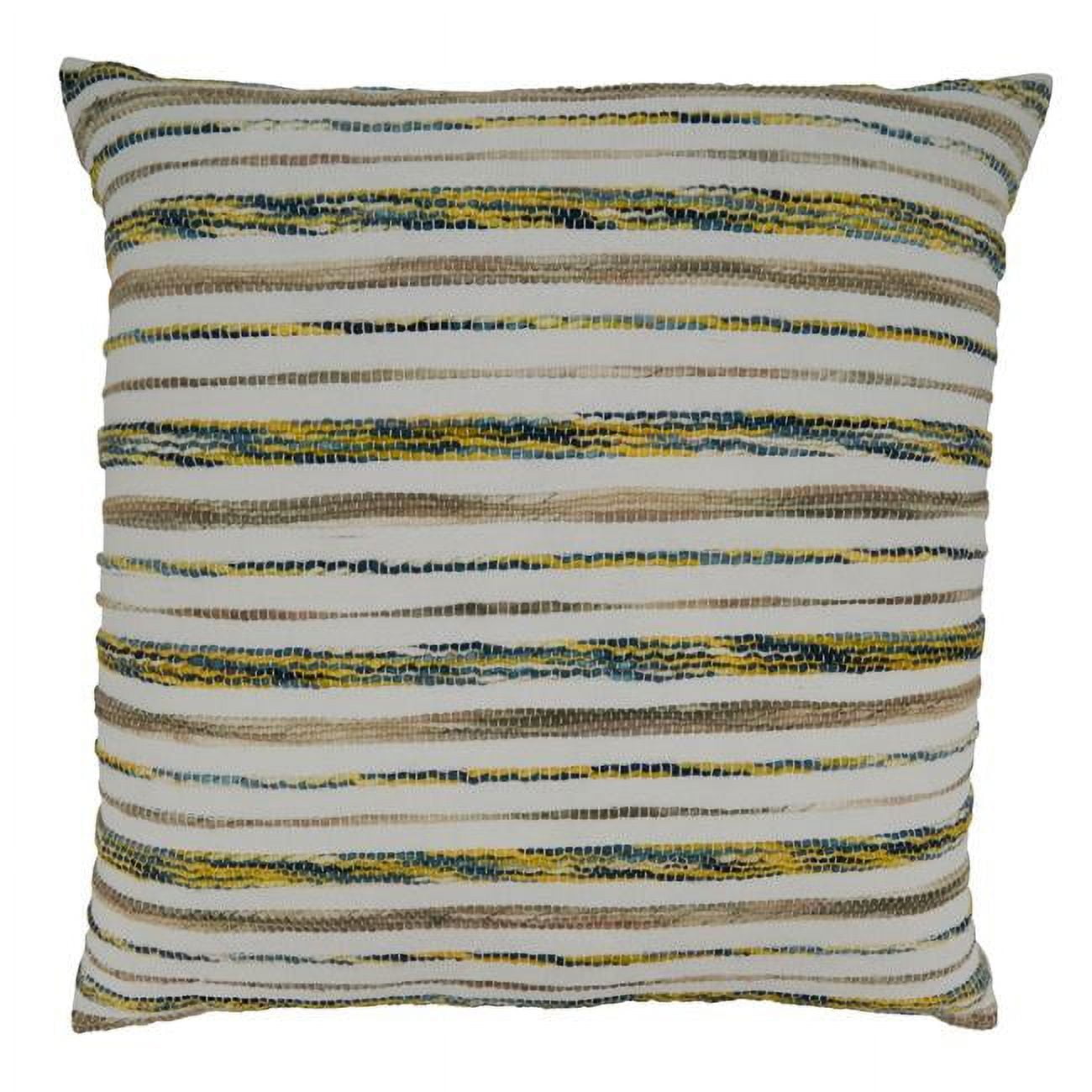 22 in. Multicolor Striped Cotton Acrylic Throw Pillow