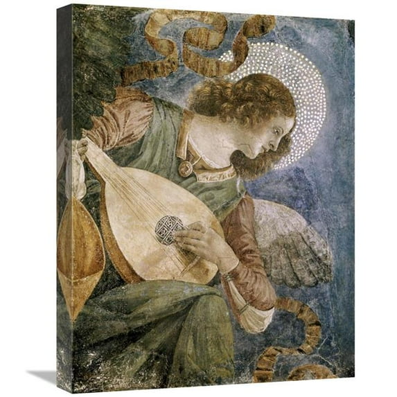 22 in. Music Making Angel with Lute Art Print - Melozzo Da Forli