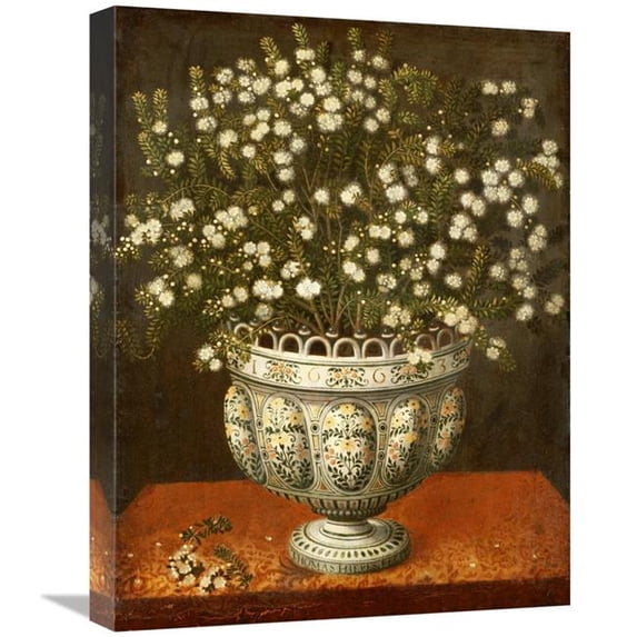 22 in. Myrtle in a Vase on a Draped Ledge Art Print - Tomas Hiepes