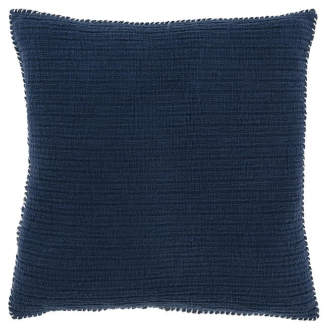 22" Navy Blue Cotton Textured Square Throw Pillow
