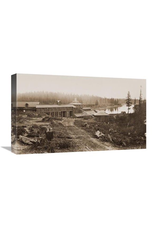 22 in. Oswego Iron Works, Willamette River, Oregon, 1867 Art Print - Carleton Watkins