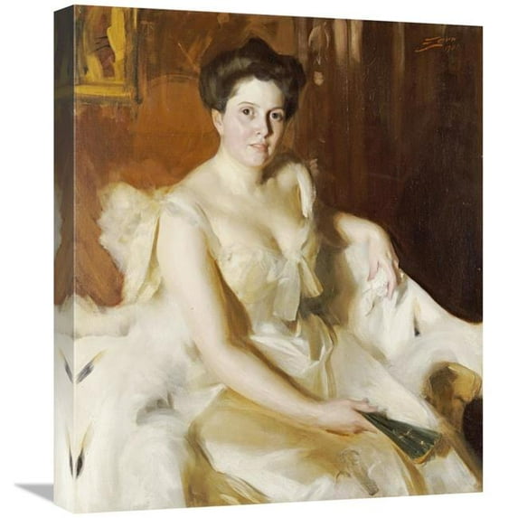 22 in. Portrait of Mrs De Ver Warner Art Print - Anders Leonard Zorn