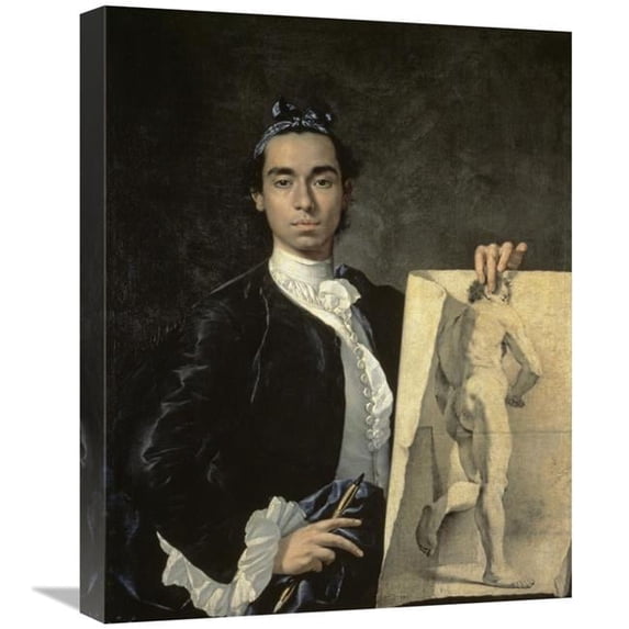 22 in. Portrait of the Artist Holding a Life Study Art Print - Luis Egidio Melendez