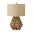 thumbnail image 1 of 22 in. Rattan Geometric Table Lamp with Beige Drum Shade, Brown, 1 of 1