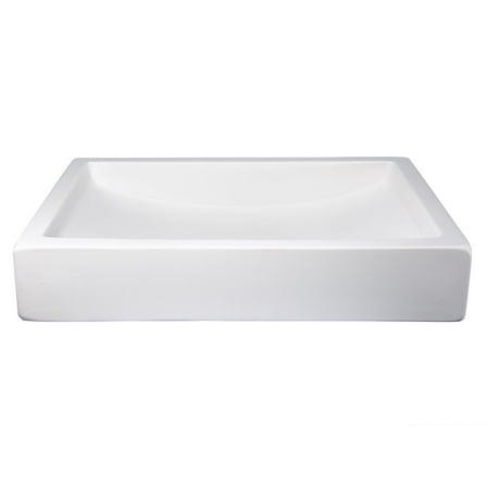 22-in. Shallow Wave Concrete Rectangular Vessel Sink - White