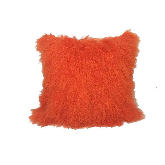 22 in. Square Bright Orange Tibetan Lamb Pillow