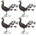 thumbnail image 1 of 22 in. Steel Indoor & Outdoor Animal Garden Peacock Metal Sculpture Statue with Solar Light & Ground Stake, Hammer Tone Bronze - Pack of 4, 1 of 1