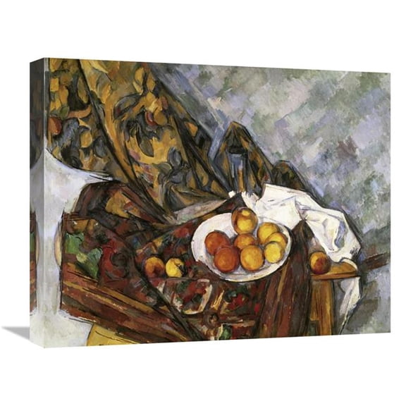 22 in. Still Life with Floral Curtain Art Print - Paul Cezanne