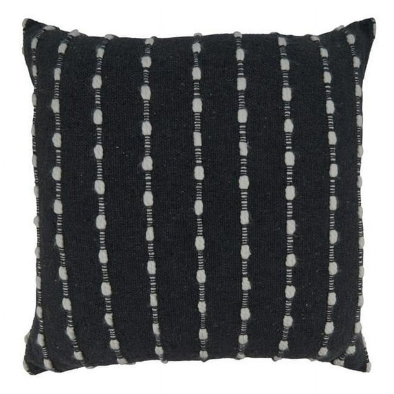 22 in. Striped Square Pillow Cover, Black