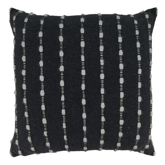 22 in. Striped Square Poly-Filled Pillow, Black