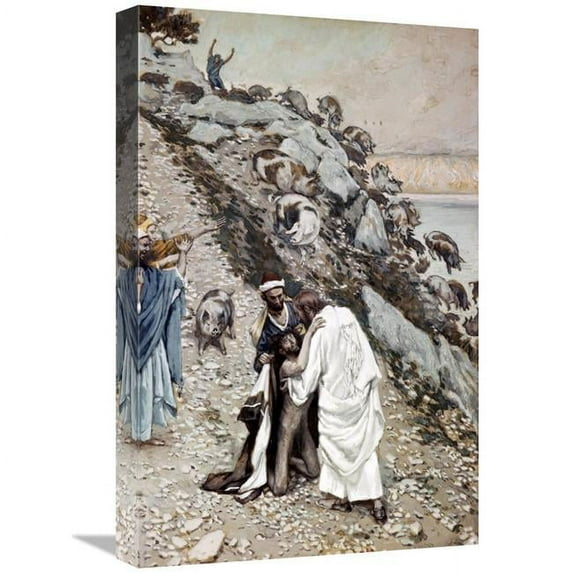 22 in. Swine Driven Into the Sea Art Print - James Tissot
