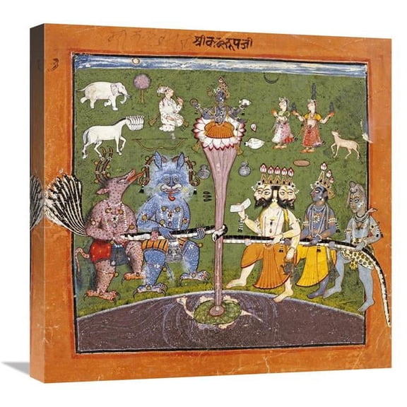 22 in. The Churning of the Milky Ocean Art Print - Basohli