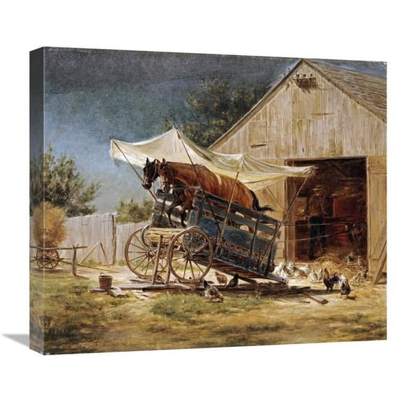 22 in. The Hay Thrasher Art Print - Edward Lamson Henry