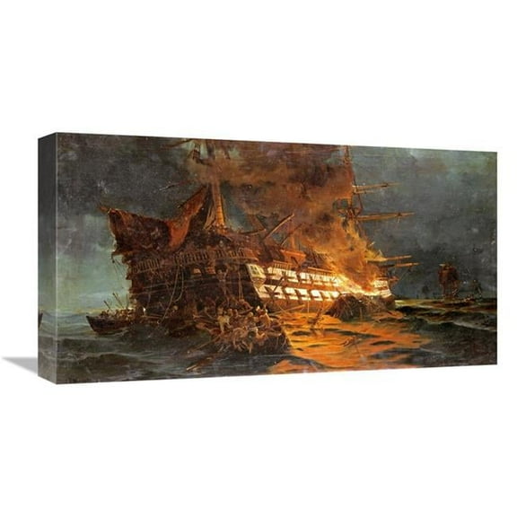 22 in. The Loss of the Ajax Off Cape Janissary Art Print - Konstantinos Bolanachi