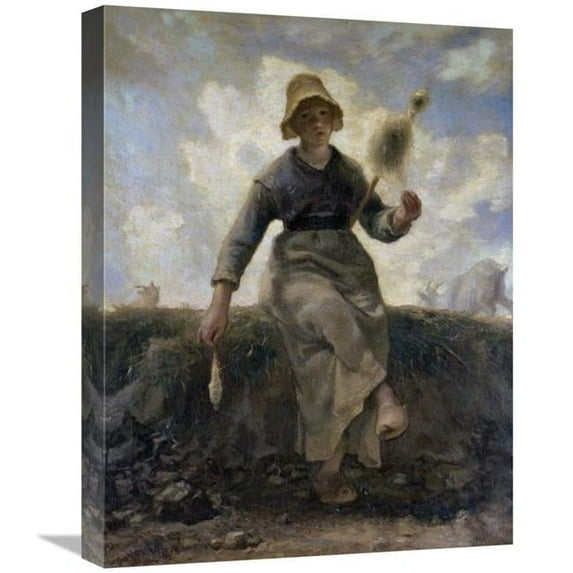 22 in. The Spinner, Goat-Girl from the Auvergne Art Print - Jean-Francois Millet
