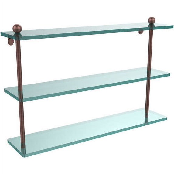 22-in Triple Tiered Glass Shelf in Antique Copper