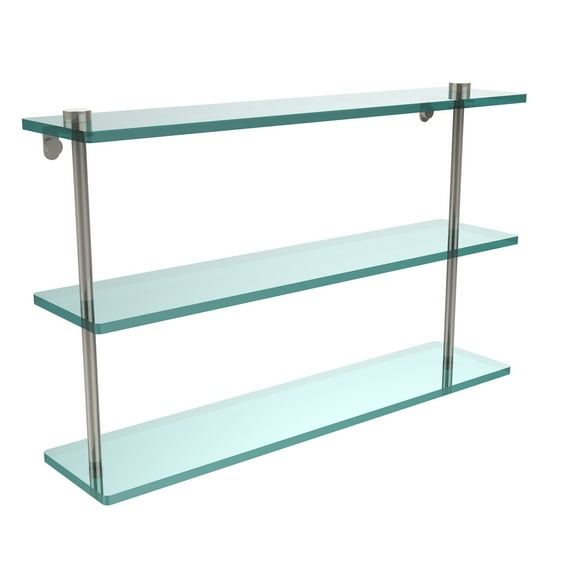 22-in Triple Tiered Glass Shelf in Polished Nickel