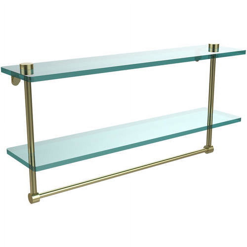 Two Tiered Glass Shelf with Integrated Towel Bar - Satin Brass / 22 Inch - image 1 of 2