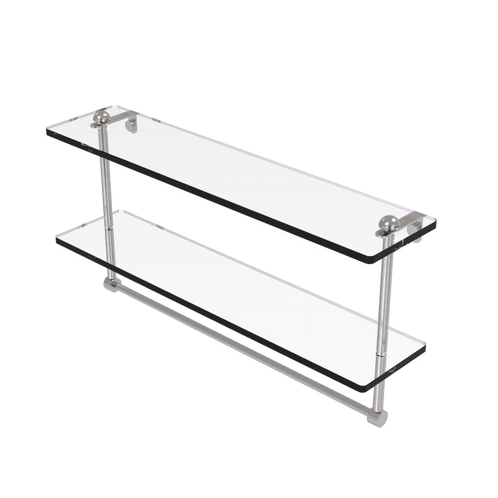 22-in Two Tiered Glass Shelf with Integrated Towel Bar in Satin Nickel - image 1 of 2