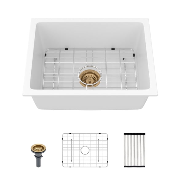 22 in. Undermount Sink Black Quartz/Granite Composite Single Bowl Bar/Kitchen Sink