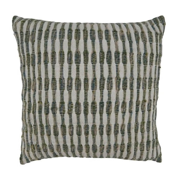 22 in. Woven Line Square Pillow Cover, Green