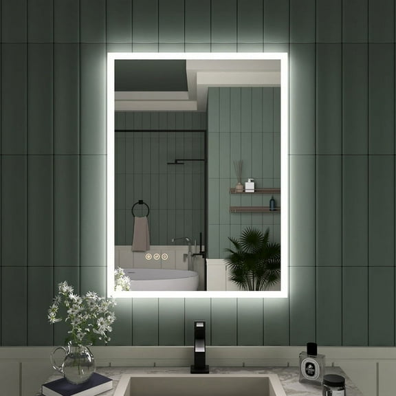 22 in.Wx 30 in.H Frameless LED Single Bathroom Vanity Mirror in Polished Crystal