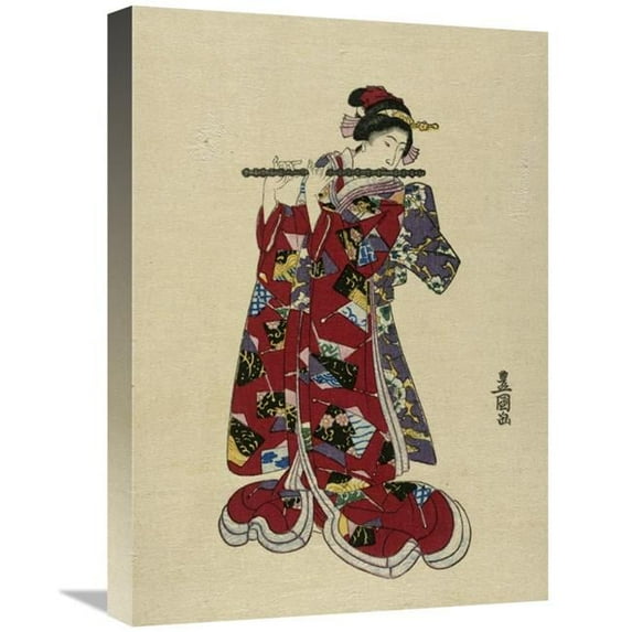 22 in. Yokobue - Seven Hole Chinese Flute Art Print - Utagawa Toyokuni