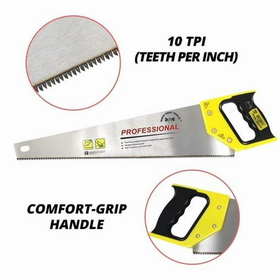 22 in. x 10 TPI Hand Saw - Shark Teeth with Rubber Grip