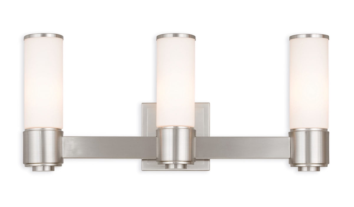 Elegant Brushed Nickel 3-Light Wall Sconce with Satin Opal White Glass