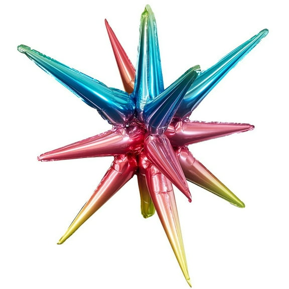 22 inch 3D Star-Burst All-In-One - Metallic Raiinbow Ombre (Air-Fill Only) Foil Mylar Balloon - Party Supplies Decorations