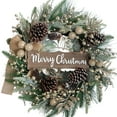 thumbnail image 1 of Idyllic 24 Inch Christmas Wreath with Pine Needles, Berries, Pine Cones, Ribbons - Artificial Xmas Decoration for Indoor/Outdoor Use, 1 of 7
