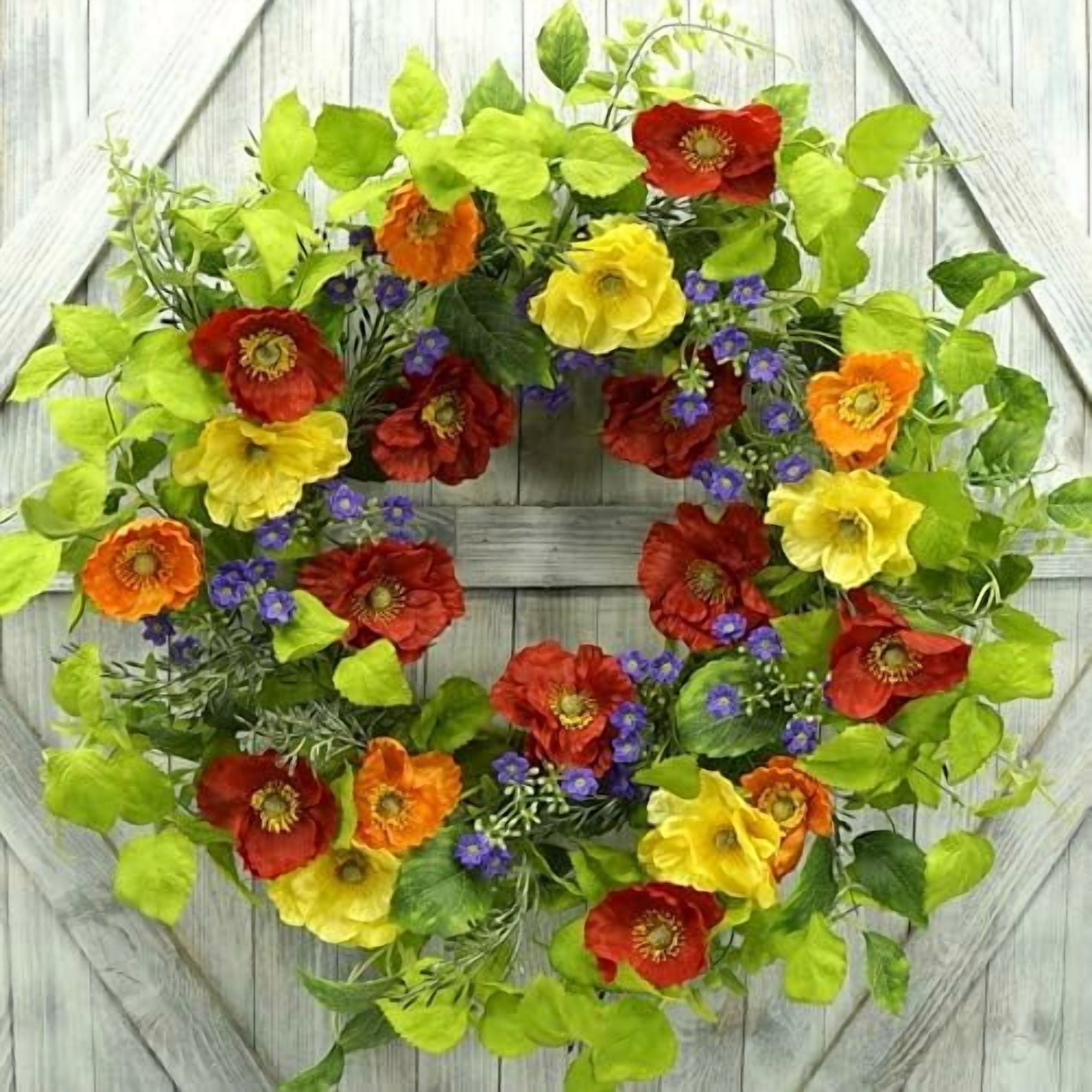 22 inch Artificial Spring Summer Wreath for Front Door Summer Wreath ...