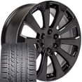 thumbnail image 1 of OE Wheels CV95 22 Inch Rims and Tires Fit Suburban 1500 High Country Style 6x139.7 22x9 Gloss Black - Hollander 5922 - Eagle Sport AS 285/45-22 (Set of 4), 1 of 5