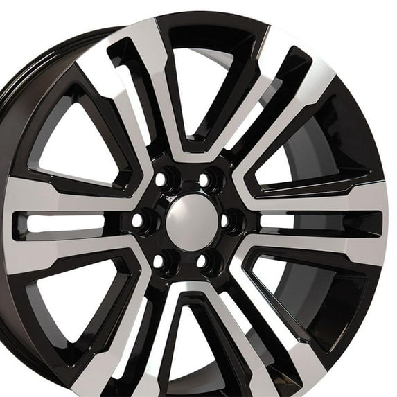 OE Wheels CV44 22 Inch Rims Fit Yukon Denali Style 6x139.7 22x9 Gloss Black Machined - Hollander 5822 (Set of 4)