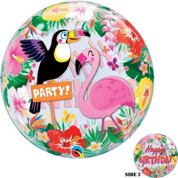 22 inch Bubble - Tropical Birthday Party Qualatex Bubble Balloon - Party Supplies Decorations