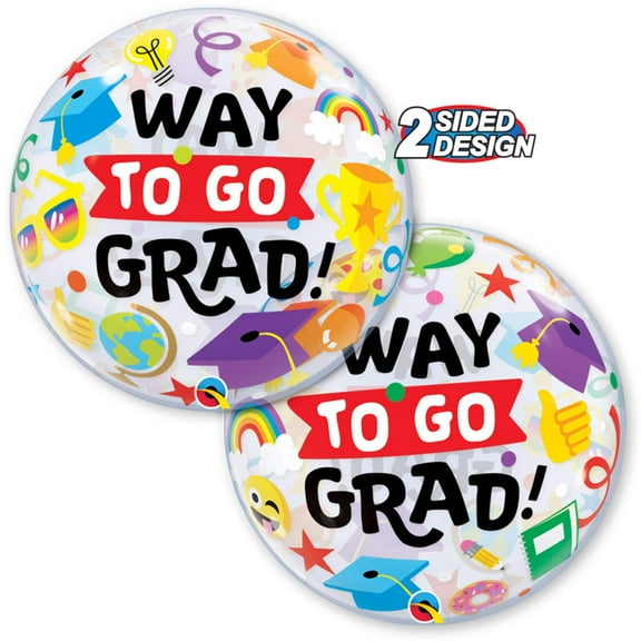 22 inch Bubble - Way To Go Grad Everything Qualatex Bubble Balloon - Party Supplies Decorations