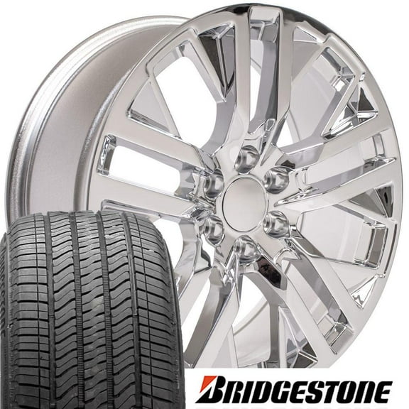 22 inch Chrome 5309 Rim & Bridgestone Dueler Alenza 02 SET fits GMC & Chevrolet Trucks & SUV's 22x9 Chrome Wheel 84253948