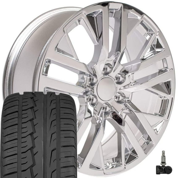 OE Wheels CV38 22 Inch Rims and Tires Fit Sierra 1500 Style 6x139.7 22x9 Chrome - Hollander 5903 - iMove Gen 2 SUV 285/45-22 (Set of 4)