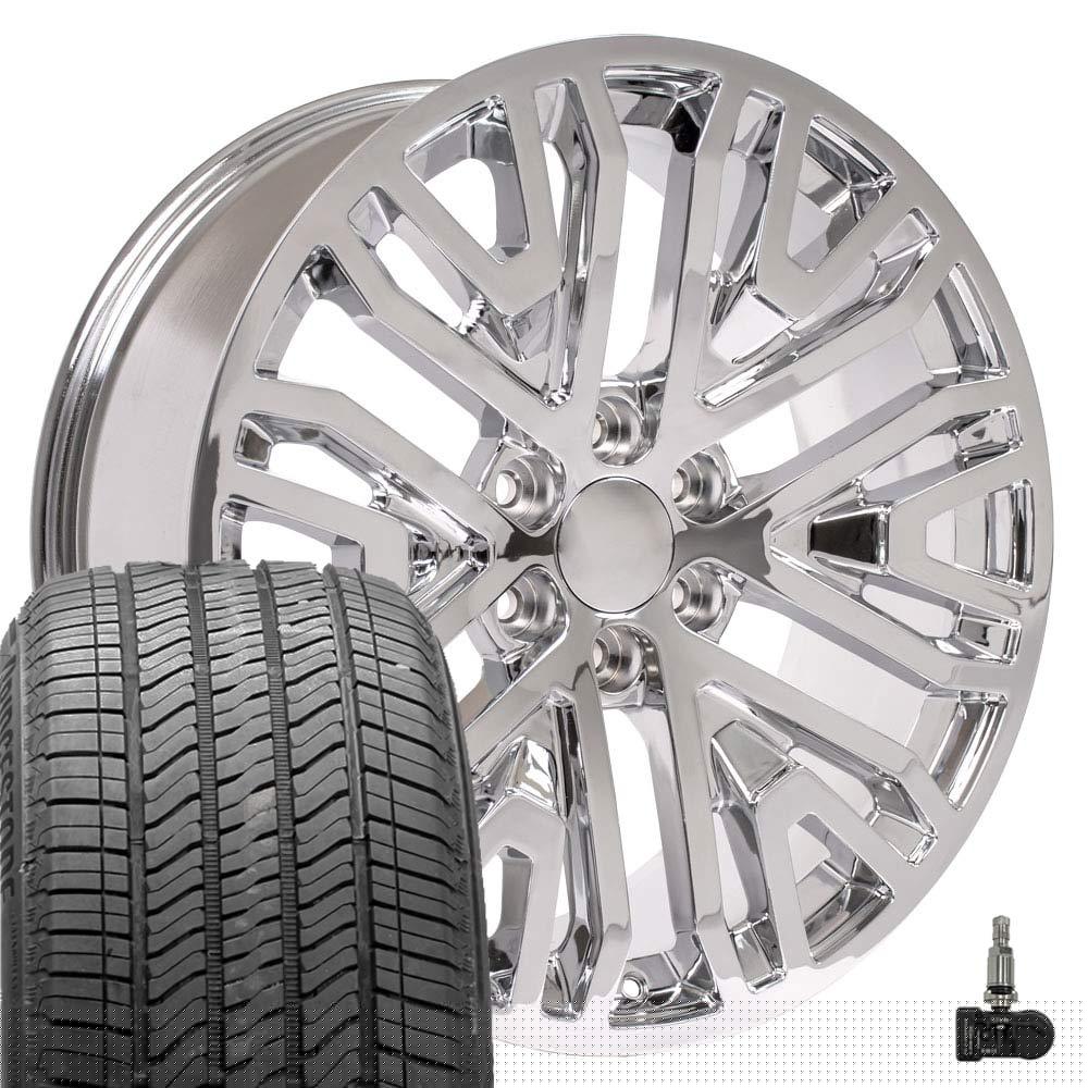 Set4 OE Wheels CV37 22x9 Chrome Rims, 275/50r22 AS Tires & TPMS 6x139.7