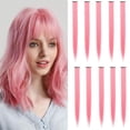 thumbnail image 1 of 22 inch Colored Hair Extensions Straight Hairpiece, Multi-colors Party HigFrifoshsights Clip in Synthetic Hair Extensions for Kids Women (10 PCS Princess Pink), 1 of 6