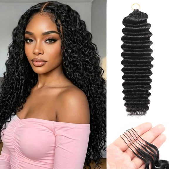 22 inch Crochet Human Hair Deep Wave Human Hair Extensions 200g Pre-separated Invisible Miracle Knots Feather Crochet Human Hair 4Pcs