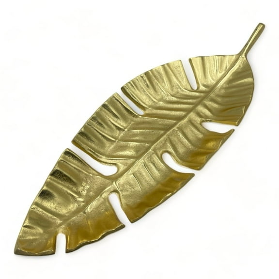 22 inch Gold Decorative Metal Leaf Fruit Bowl by 90210 Kitchen and Bath