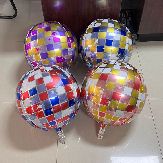 22 inch Laser gold and silver disco aluminum film 4D ball wedding birthday party bar decoration balloon - Red Blue
