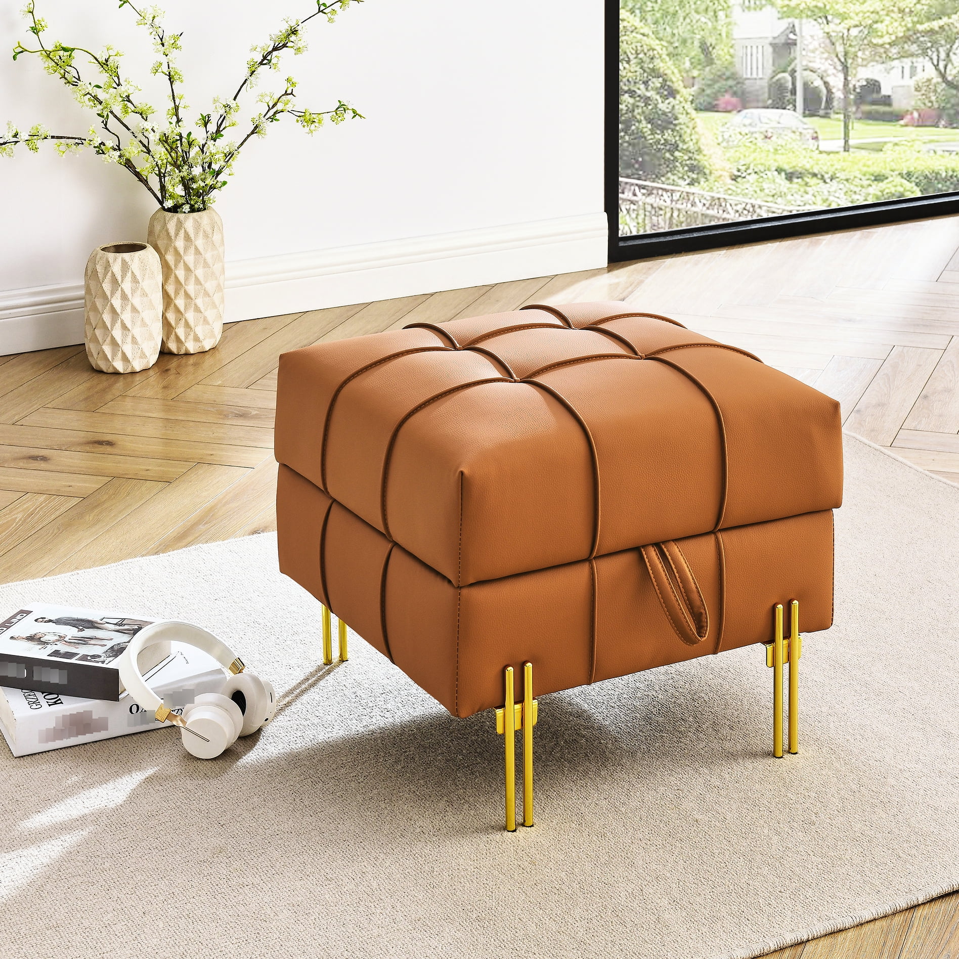22-inch Leather Storage With Scratch Surface - Pet- Entryway Bench In ...