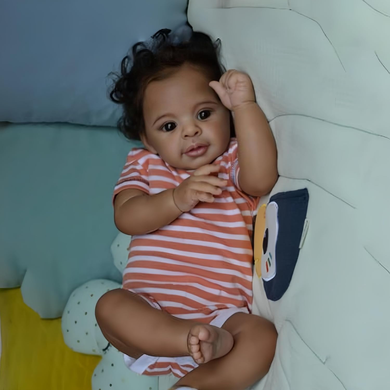 22 inch Reborn Baby Dolls Black Girls Realistic African American Babies Lifelike Handmade Soft Body Dolls Children Birthday Gift Set