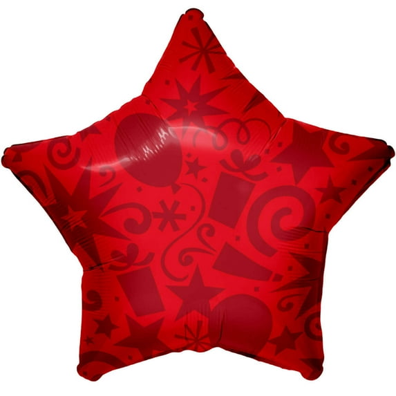 22 inch Star - Festive Red Foil Mylar Balloon - Party Supplies Decorations