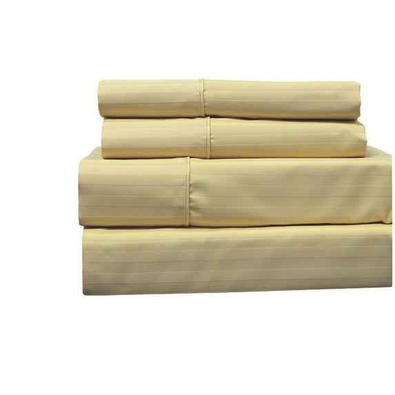 22-inch Super Deep Pocket Bed Sheets Wrinkle Free Cotton 650TC Damask Striped - King - Gold