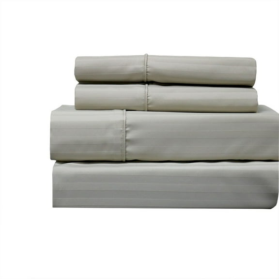 22-inch Super Deep Pocket Bed Sheets Wrinkle Free Cotton 650TC Damask Striped - King - Linen