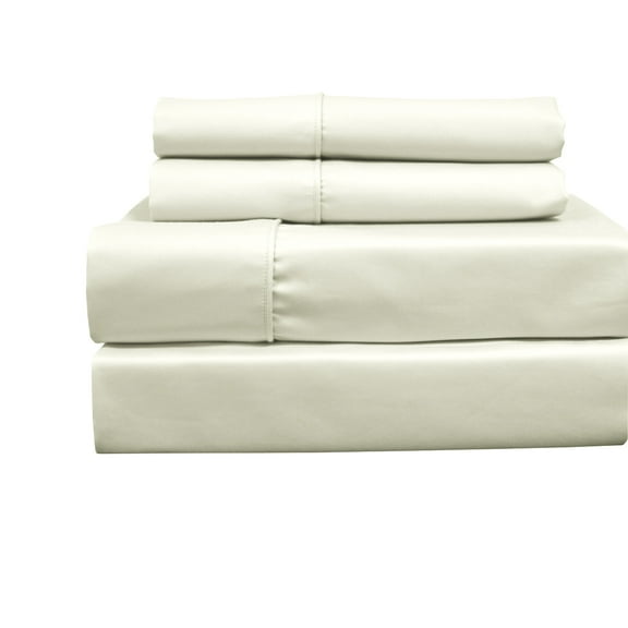22-inch Super Deep Pocket Bed Sheets Wrinkle Free Cotton 650TC Solid - Queen - Ivory
