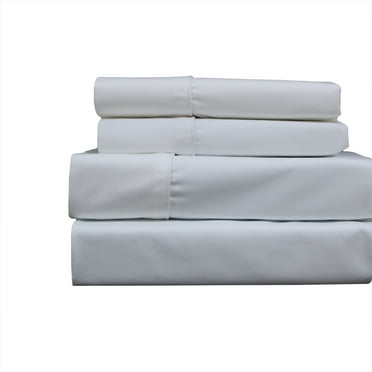 22-inch Super Deep Pocket Bed Sheets Wrinkle Free Cotton 650TC Solid - Queen - White